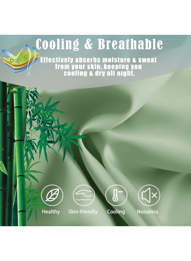 TELUS Pillow Cases Standard Size 2 Pack, Bamboo Rayon & Lyocell Pillowcase with Envelope Closure, Cooling Breathable Pillow Cover for Hot Sleeper & Night Sweats, 20x26 inch, Green - Image 4